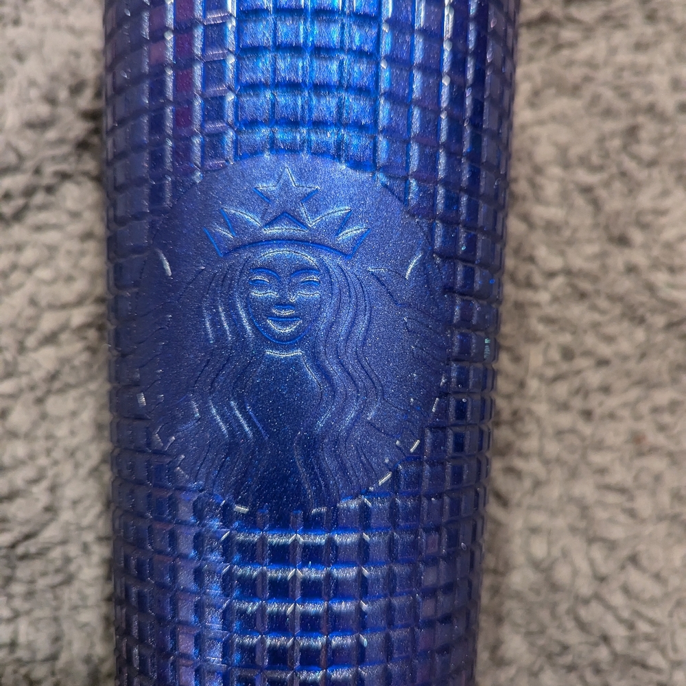 Starbucks cobalt grid tumbler NWT